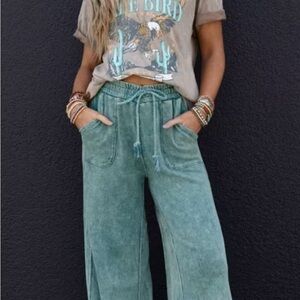 Three Bird Nest Relaxing Robin Wide leg pants teal